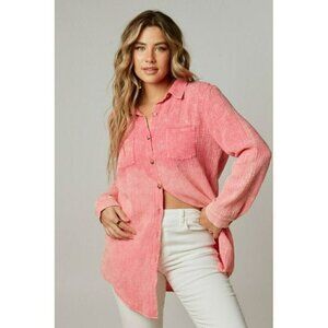 Love More Acid Wash Ombre Shirt in Pink